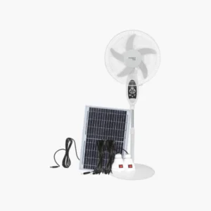 Ventilador Vertical Solar Recargable de 16” SACO / Dos Bombillas Externas Tipo LED