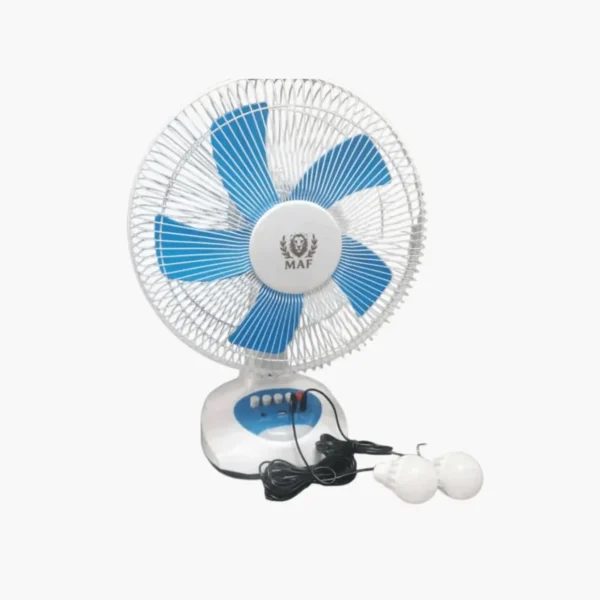 Ventilador de Mesa Recargable / Dos Bombillas Externas Tipo LED